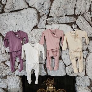 Bonsie Footie Set of 4- 6/9m 6-9 months Skin to Skin Babywear Purple Pink Cream